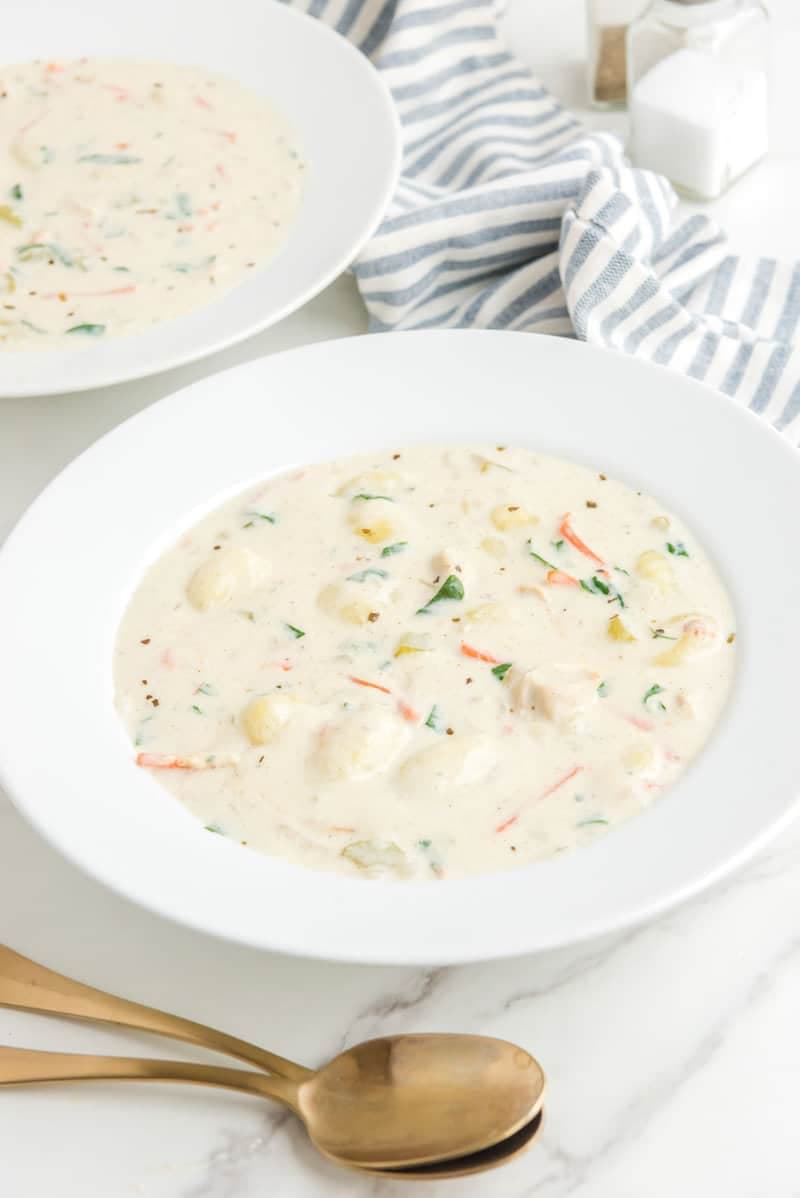 Chicken Gnocchi Soup With Creamy Herb Broth and Tender Chicken