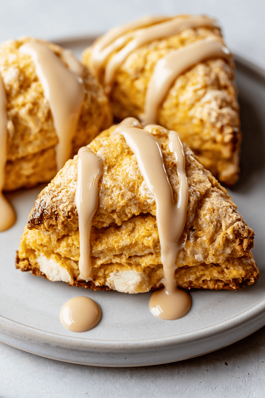 White Chocolate Pumpkin Scones with Browned-Butter Espresso Glaze