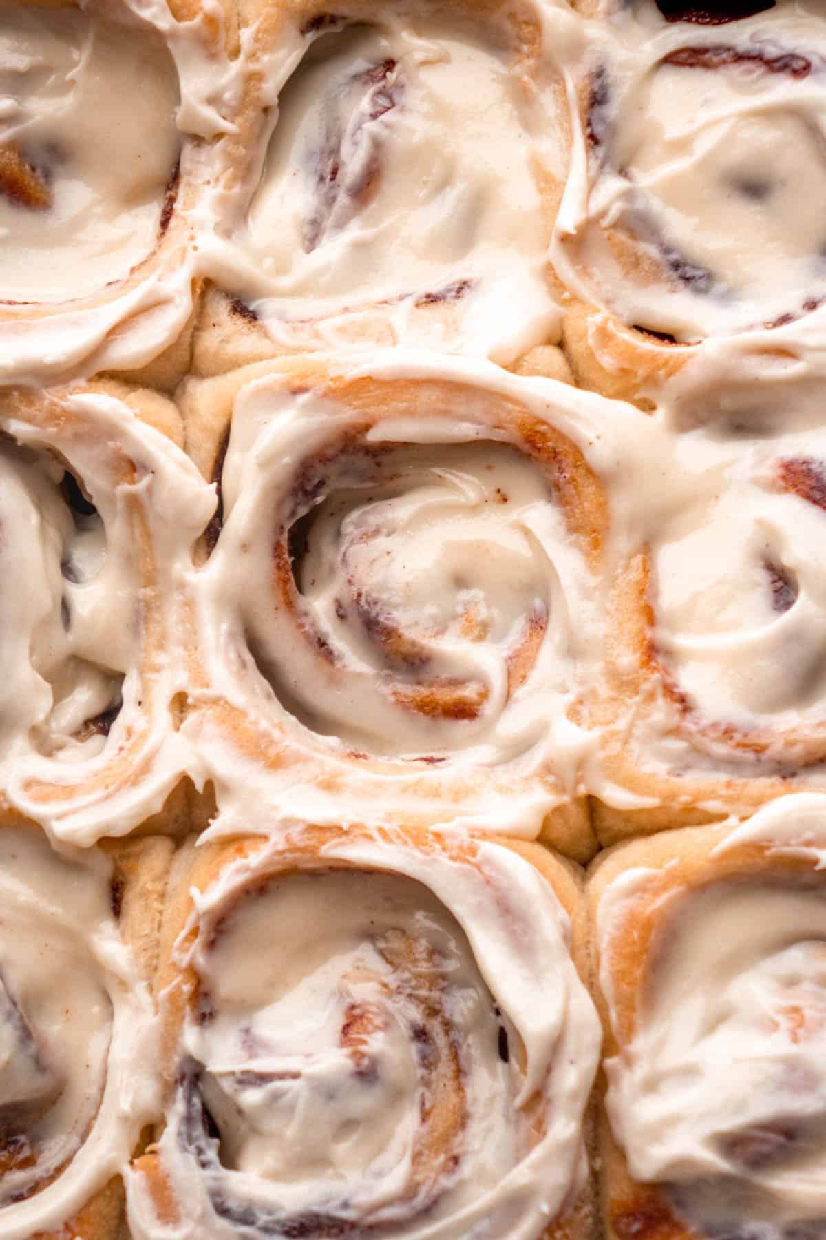 Gooey Cinnamon Rolls with Brown Sugar Caramel and Cream Cheese Frosting