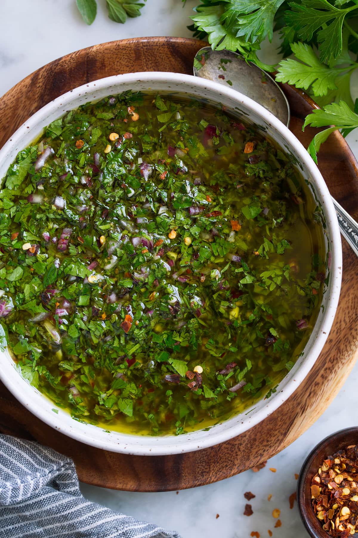 Chimichurri Sauce With Fresh Herbs, Red Wine Vinegar, and Lemon