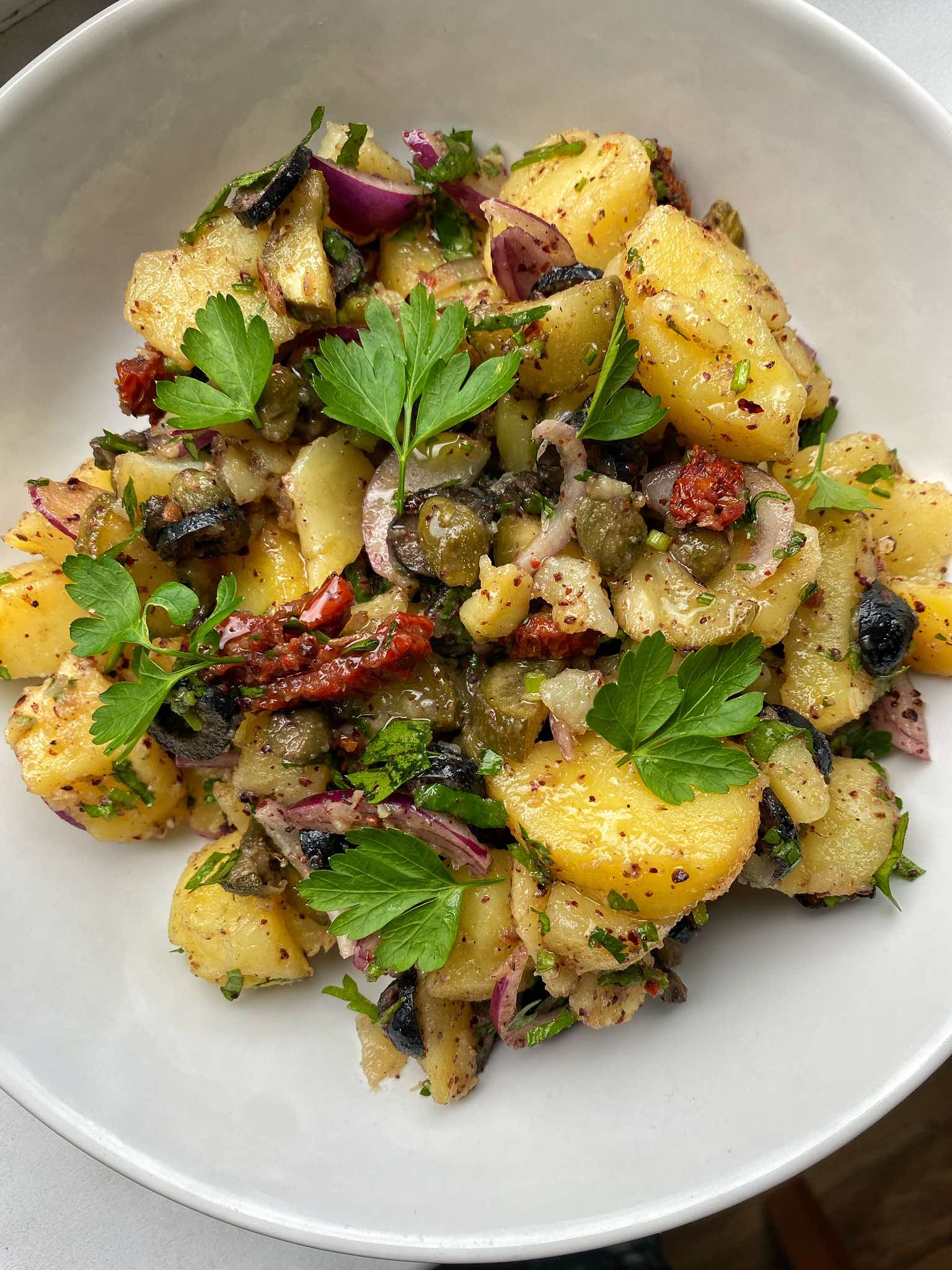 Sumac Potato Salad With Herbs, Olives, and Balsamic