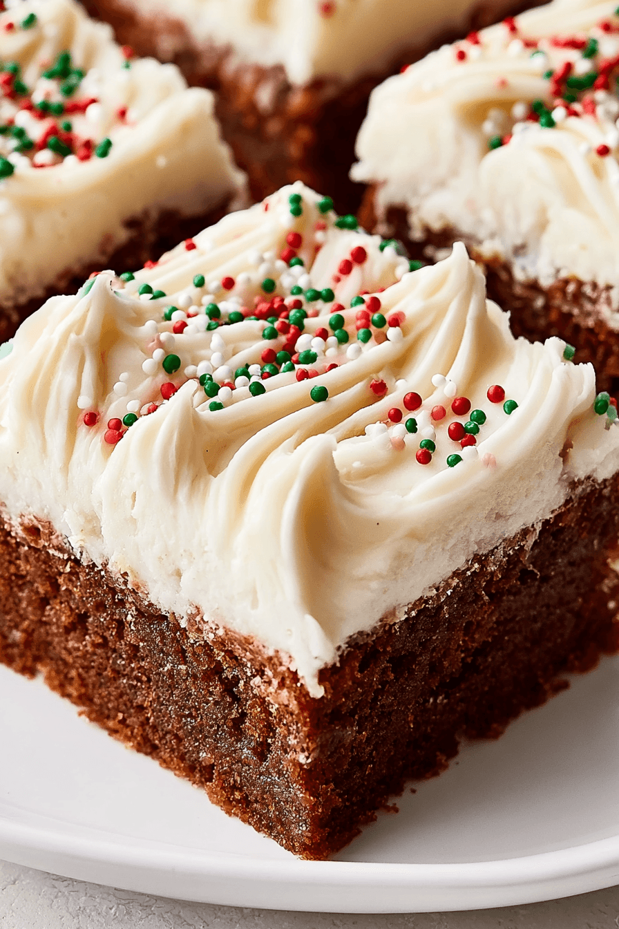Soft Gingerbread Cookie Bars with Cream Cheese Icing