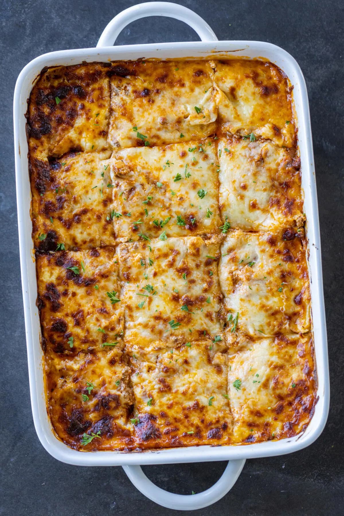 Eggplant Lasagna with Roasted Eggplant and Cheesy Beef Layers