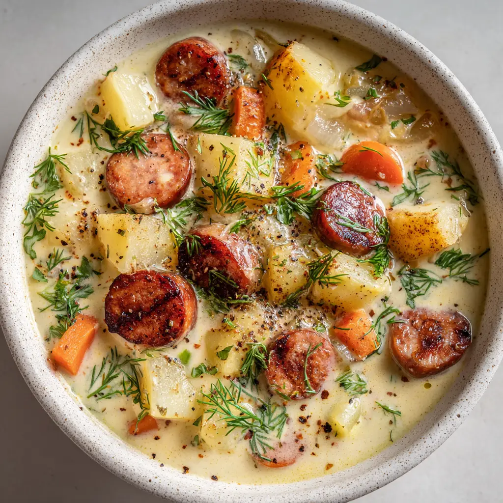 Kielbasa Potato Soup With Dill and Yukon Gold Potatoes