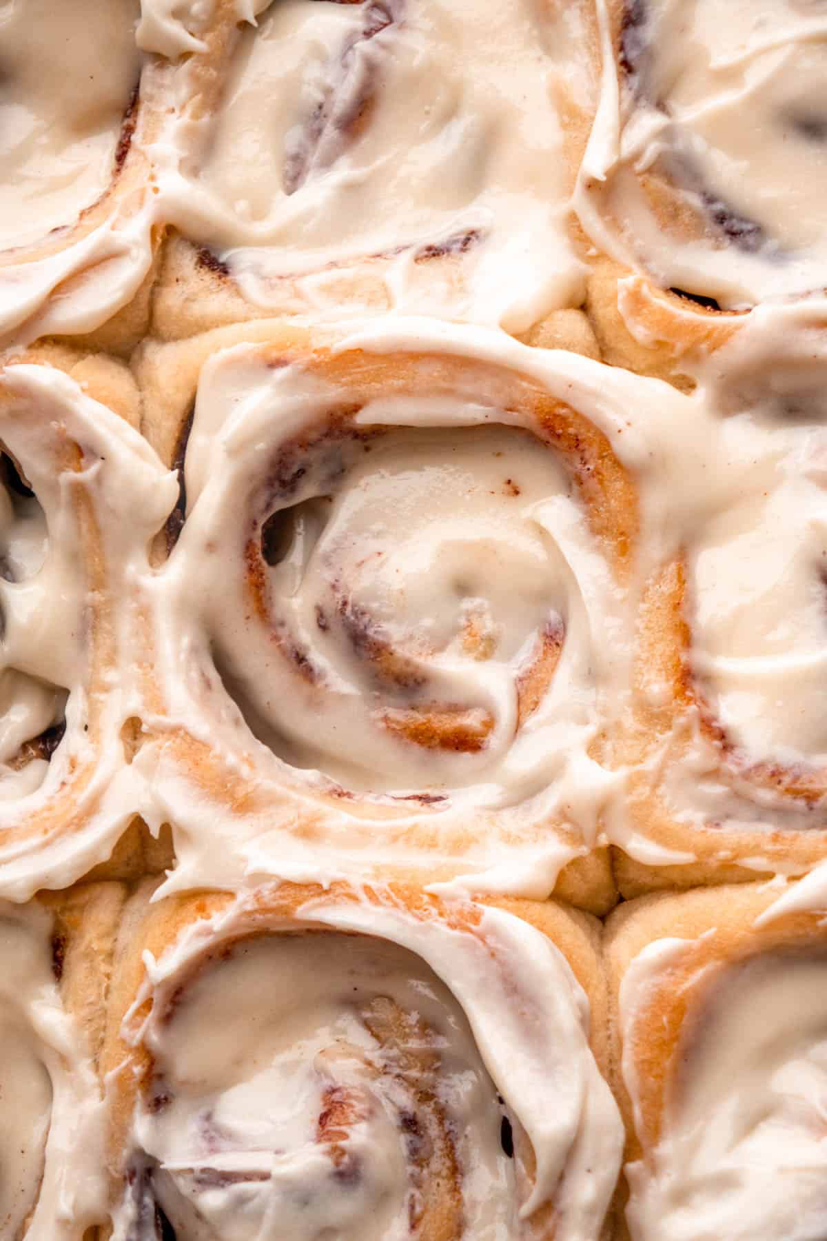 Gooey Cinnamon Rolls with Brown Sugar Caramel and Cream Cheese Frosting