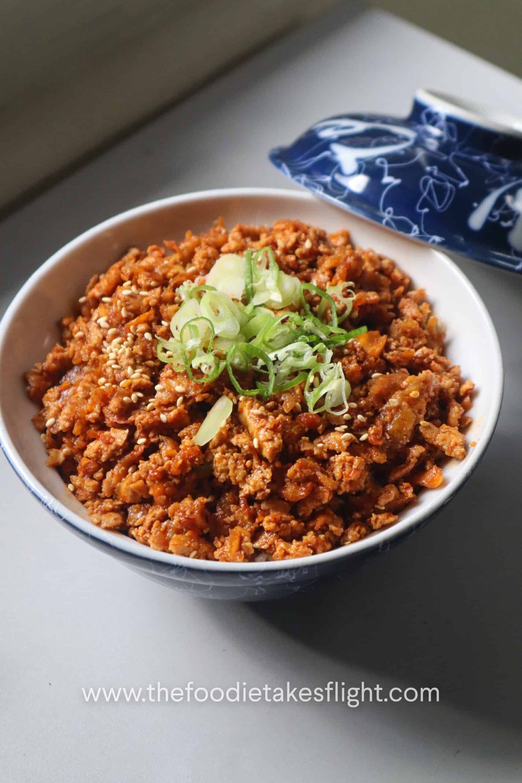 Shredded Tofu Bulgogi Bowl with Spicy-Sweet Gochujang Sauce