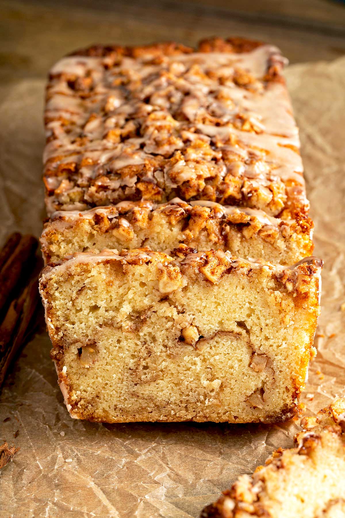 Cinnamon Apple Bread with Brown Sugar Swirls and Cinnamon Glaze