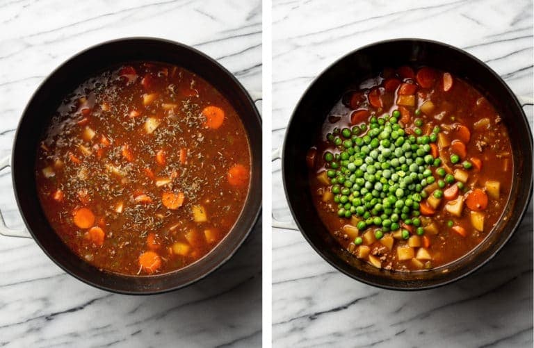 Hamburger Stew with Tender Potatoes and Tomato-Rich Broth