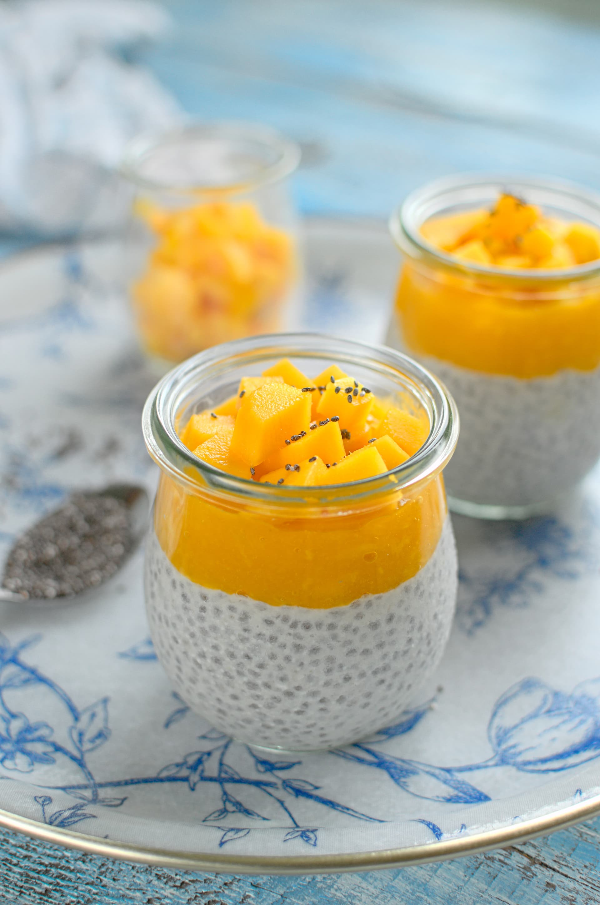 Mango Chia Pudding with Banana and Thick Yogurt